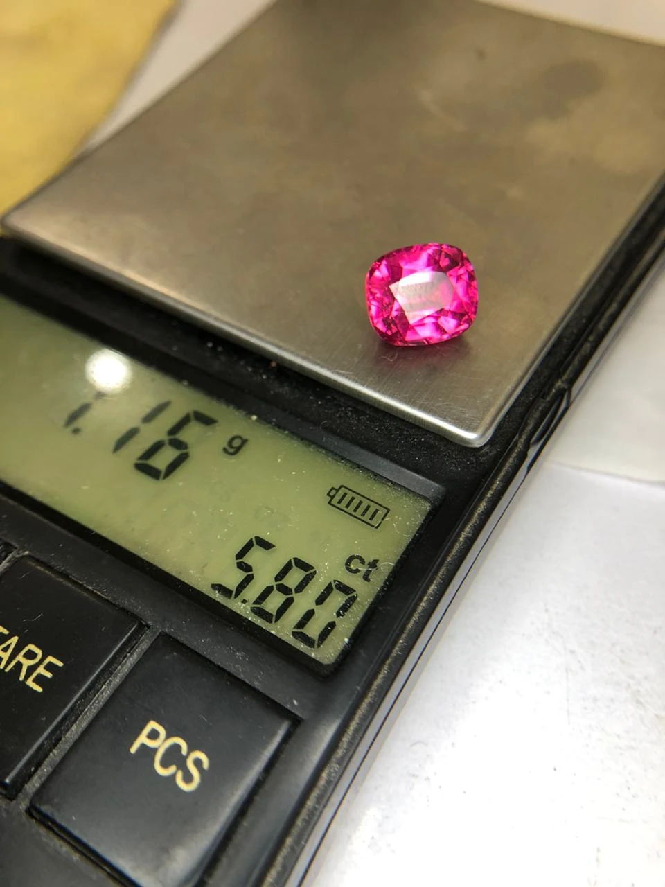 Neon Pink Rubellite 5.8 carats in Cushion Cut from Afghanistan — view 10